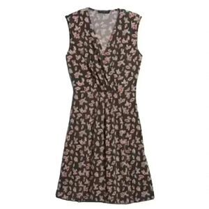 Banana Republic Women's Charcoal Gray/Yellow/Red Floral Poly/Spandex Knit Faux W